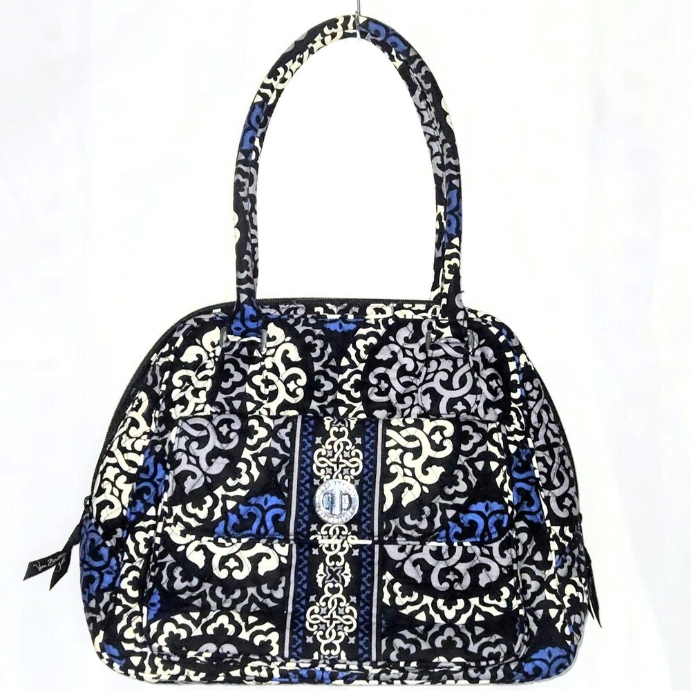 VERA BRADLEY Bag Canterberry Cobalt Dome Shoulder Straps Blue/Gray/Blk NEW